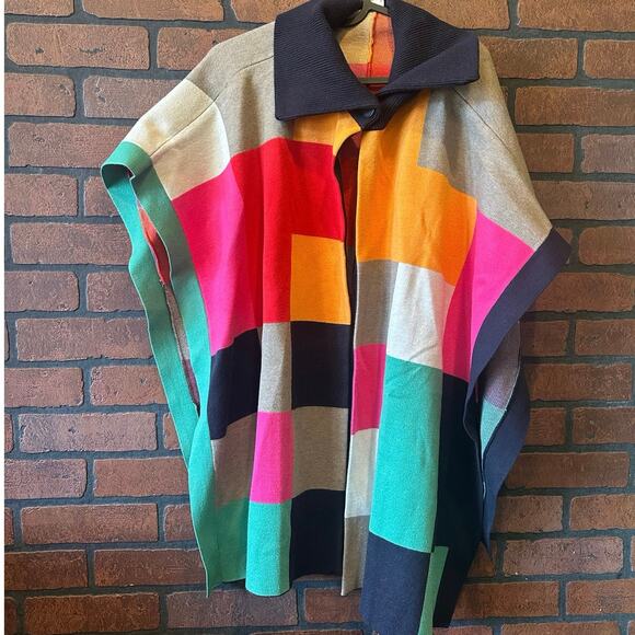 Renuar Ladies Sweater Colorful O/S Square Pattern NWT - Picture 1 of 14